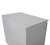 19"-Netzwerkschrank RESISTER Pro mit Regendach und Sockel - IP66 für Outdoor + Industrie - Sichttür - 16 HE - 600x600 mm - lichtgrau