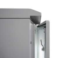 19"-Netzwerkschrank RESISTER Pro mit Regendach und Sockel - IP66 für Outdoor + Industrie - Vollblechtür - 12 HE - 600x600 mm - lichtgrau