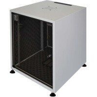 Schallgedämmter 19"-Schrank SILENCE RACK Office - 18 HE - 1 SILENT-Lüfter - BxT 600x800 mm - Glastür - lichtgrau