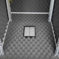 Schallgedämmter 19"-Schrank SILENCE RACK Office - 18 HE - 1 SILENT-Lüfter - BxT 600x800 mm - Glastür - lichtgrau