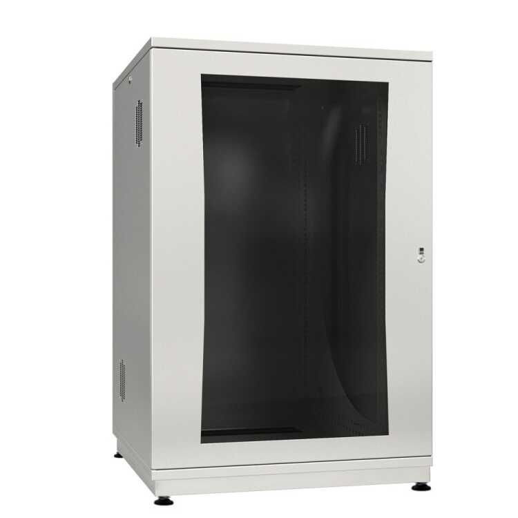 19"-Stand-Netzwerkschrank Flatbox von RITTAL - 21 HE - Breite 700 x Tiefe 700 mm - Sichttür - lichtgrau