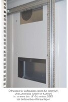 Serverschrank SZE2 mit Klimaanlage von Cosmotec/Stulz - Kühlleistung 300 bis 2000 W - 24 HE - 600x800 mm - Glasfronttür - Sockel - lichtgrau