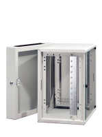 19&quot;-Wandverteiler NT-BOX 3-teilig von SCH&Auml;FER - 9 HE - schwenkbar - BxT 570 x 650 mm - Glast&uuml;r - lichtgrau