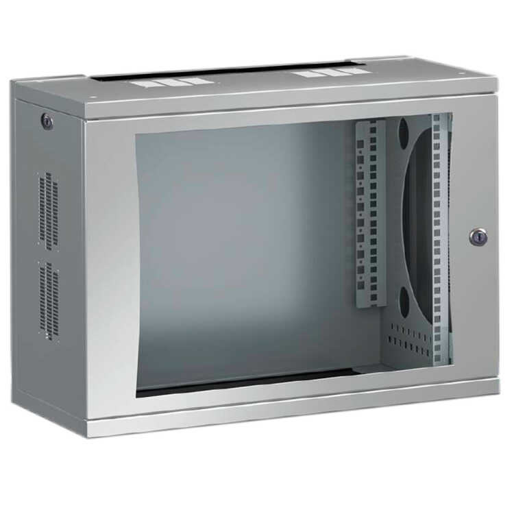 19"-Wand-Netzwerkschrank Flatbox von RITTAL - 9 HE - 400 mm Tiefe - Sichttür - lichtgrau